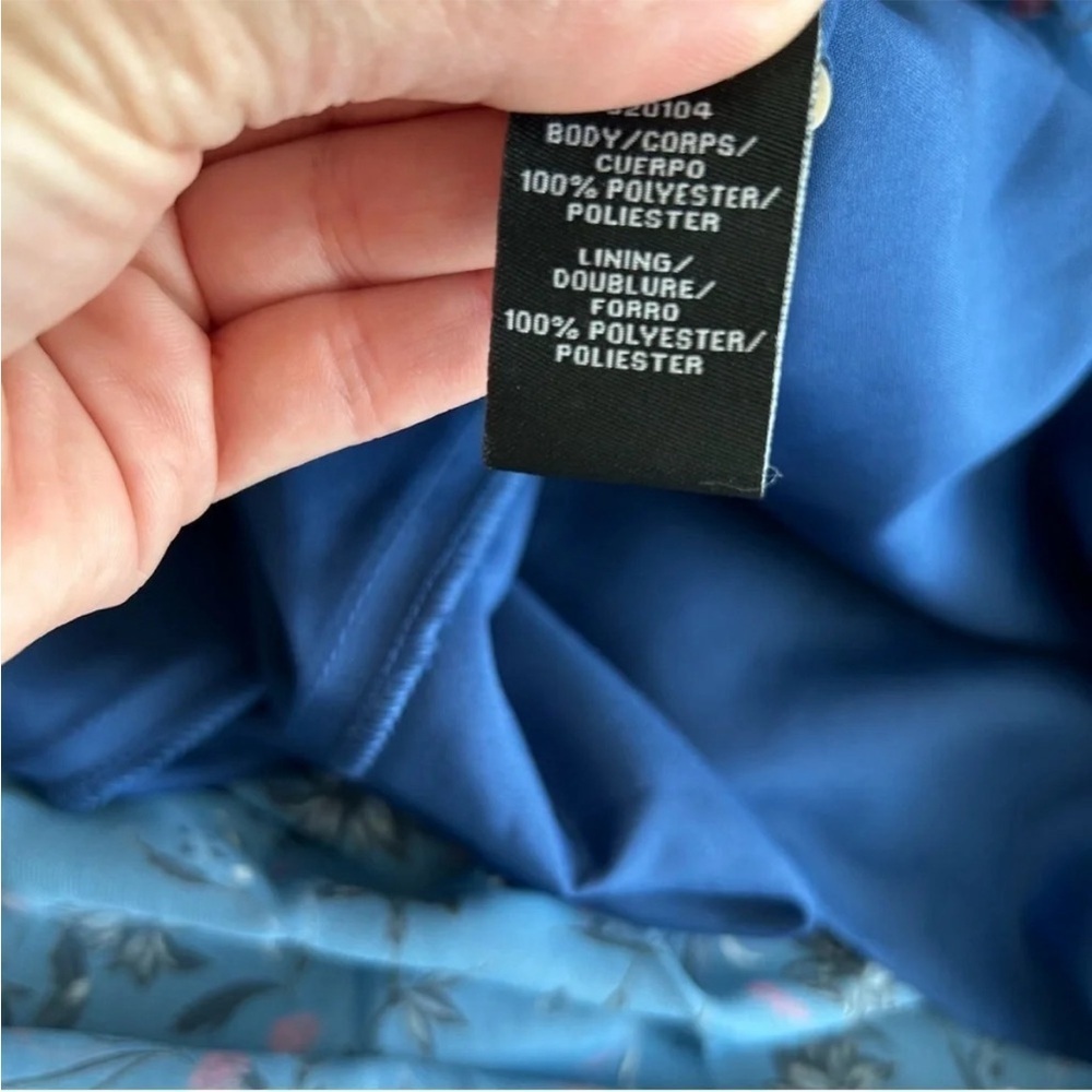 NWT $280 Love by Theia Women's Blue Chiffon Floral Cutout X-Back Dress Size 8 - Picture 10 of 13